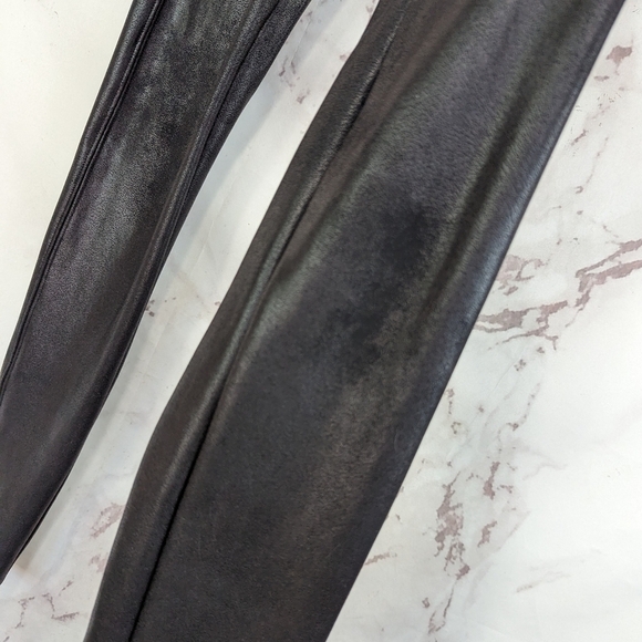 Spanx Leggings Womens Small Faux Vegan Leather 2437 Black High Rise Crop Ankle - Picture 12 of 13